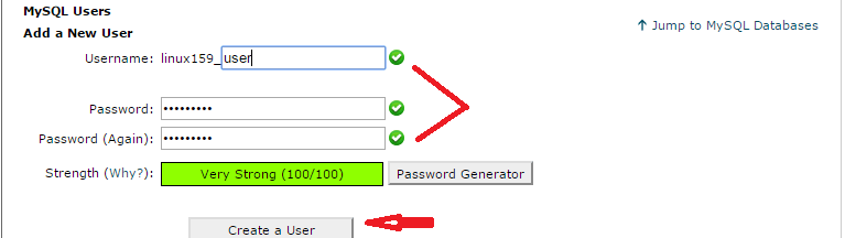 MySQL User password