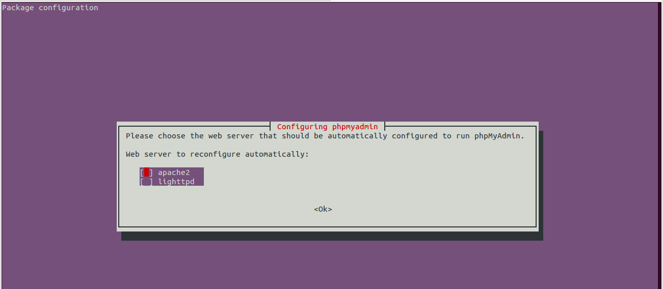 It shows you the first step during the configuration of PHPMyAdmin on your Ubuntu 14.04