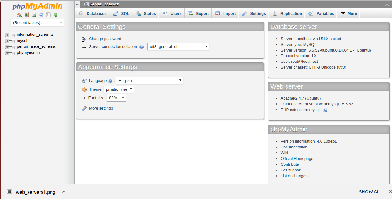 MySQL Version through phpmyadmin