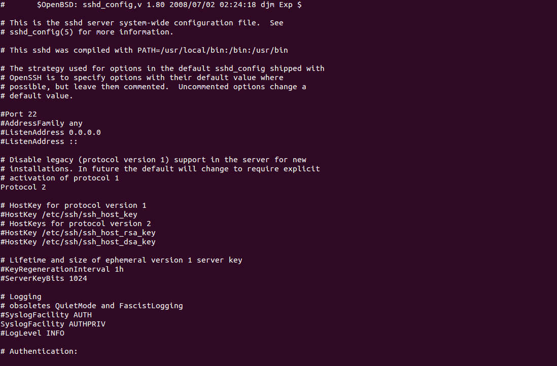 How sshd_config file looks