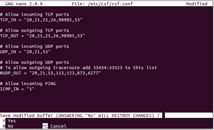 Updating SSHD port in CSF configuration