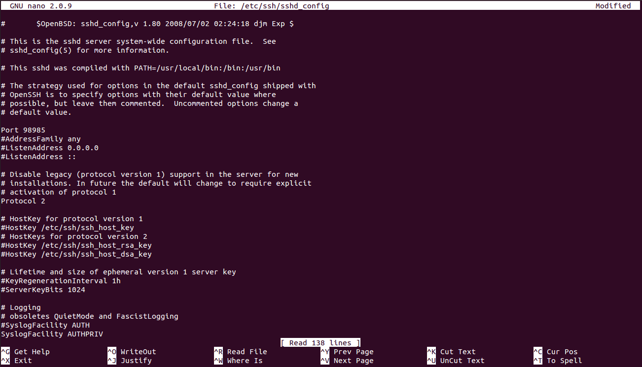 Changing SSH Port in sshd_config file