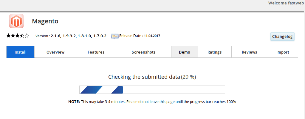 Magento Installation in Progress