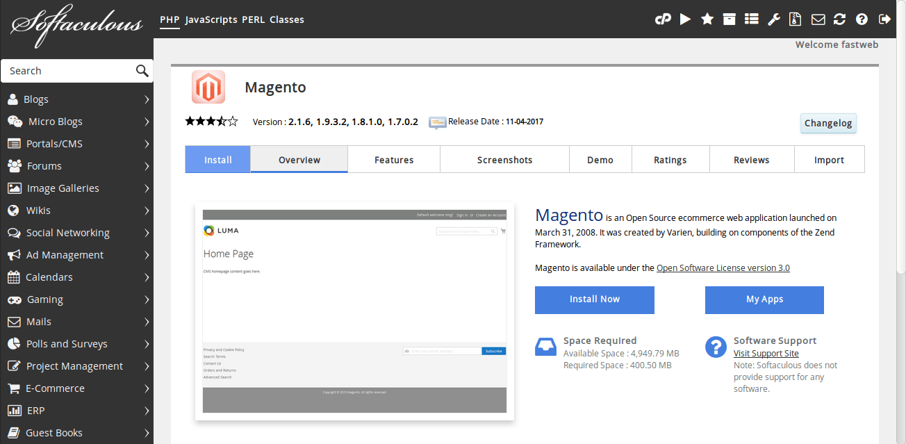 Magento Installation Page